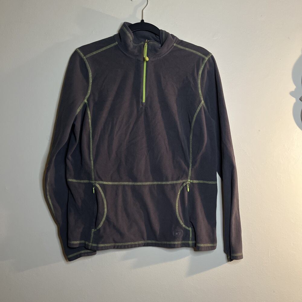 ARIE Womens Size L Fleece 1/4 Zip Jacket Gray & Lime Zipper